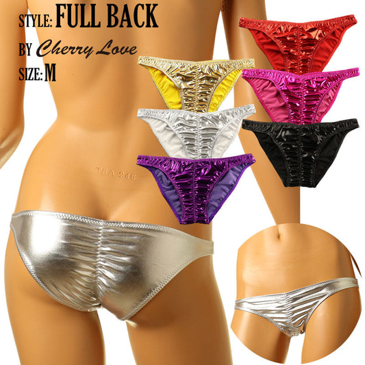 Cherry Love Metallic Fabric Shirring Elastic Full Back Shorts LS163