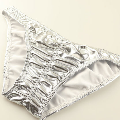 Cherry Love Metallic Fabric Shirring Elastic Full Back Shorts LS163