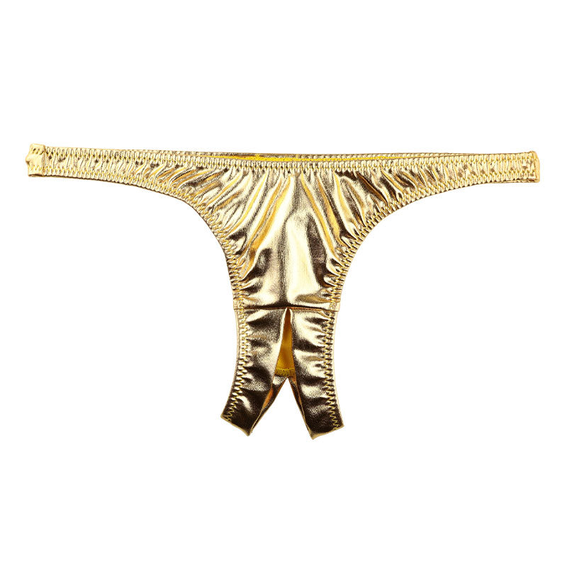 Cherry Love Shiny Metallic T-Back Panties with a Bold Crotch Design (LS168)