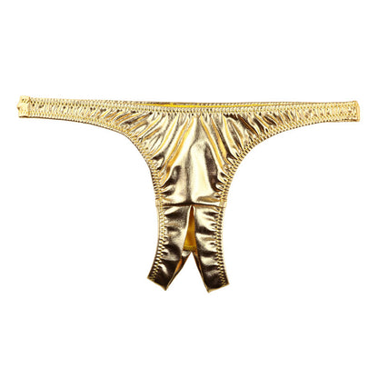 Cherry Love Shiny Metallic T-Back Panties with a Bold Crotch Design (LS168)