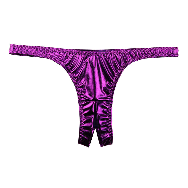 Cherry Love Shiny Metallic T-Back Panties with a Bold Crotch Design (LS168)