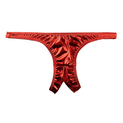 Cherry Love Shiny Metallic T-Back Panties with a Bold Crotch Design (LS168)