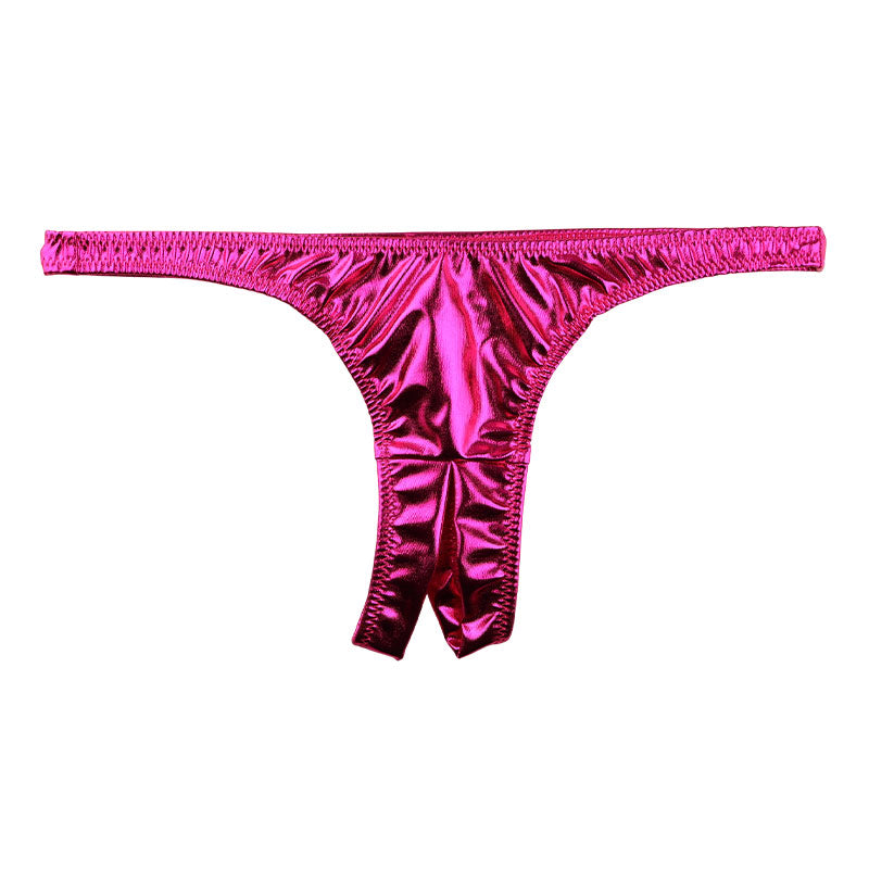 Cherry Love Shiny Metallic T-Back Panties with a Bold Crotch Design (LS168)