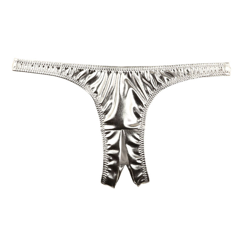 Cherry Love Shiny Metallic T-Back Panties with a Bold Crotch Design (LS168)