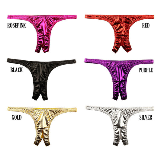 Cherry Love Shiny Metallic T-Back Panties with a Bold Crotch Design (LS168)