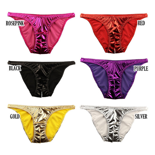 Cherry Love Shiny Metallic Full-Back Shorts with a Bold Crotch Design (LS169)