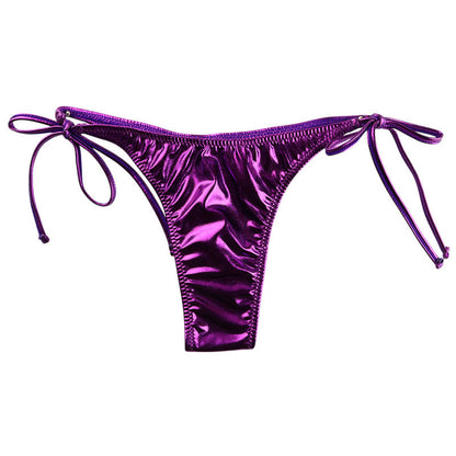 Cherry Love Metallic Fabric Side Ties Side Ribbon T-back Shorts LS170