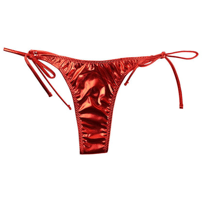 Cherry Love Metallic Fabric Side Ties Side Ribbon T-back Shorts LS170