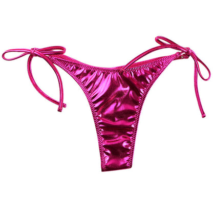 Cherry Love Metallic Fabric Side Ties Side Ribbon T-back Shorts LS170