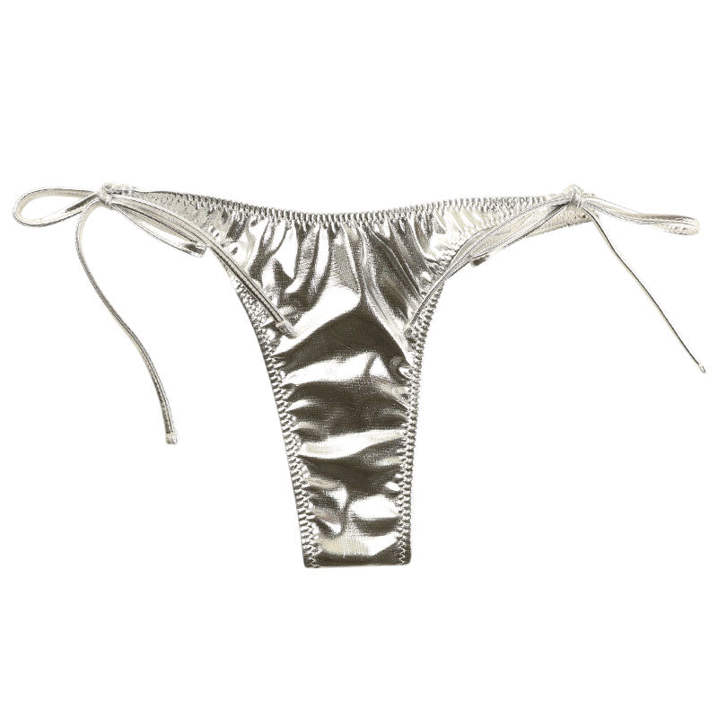 Cherry Love Metallic Fabric Side Ties Side Ribbon T-back Shorts LS170