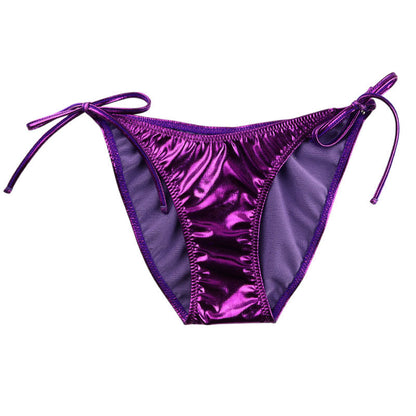 Cherry Love Metallic Fabric Side Ties Side Ribbon Full Back Shorts LS171