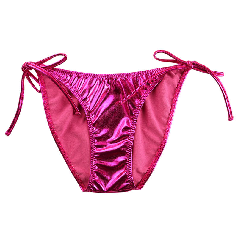 Cherry Love Metallic Fabric Side Ties Side Ribbon Full Back Shorts LS171