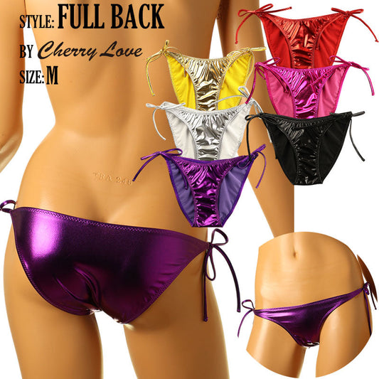 Cherry Love Metallic Fabric Side Ties Side Ribbon Full Back Shorts LS171