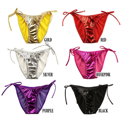 Cherry Love Metallic Fabric Side Ties Side Ribbon Full Back Shorts LS171