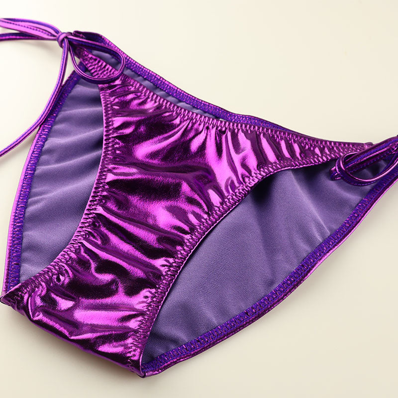 Cherry Love Metallic Fabric Side Ties Side Ribbon Full Back Shorts LS171
