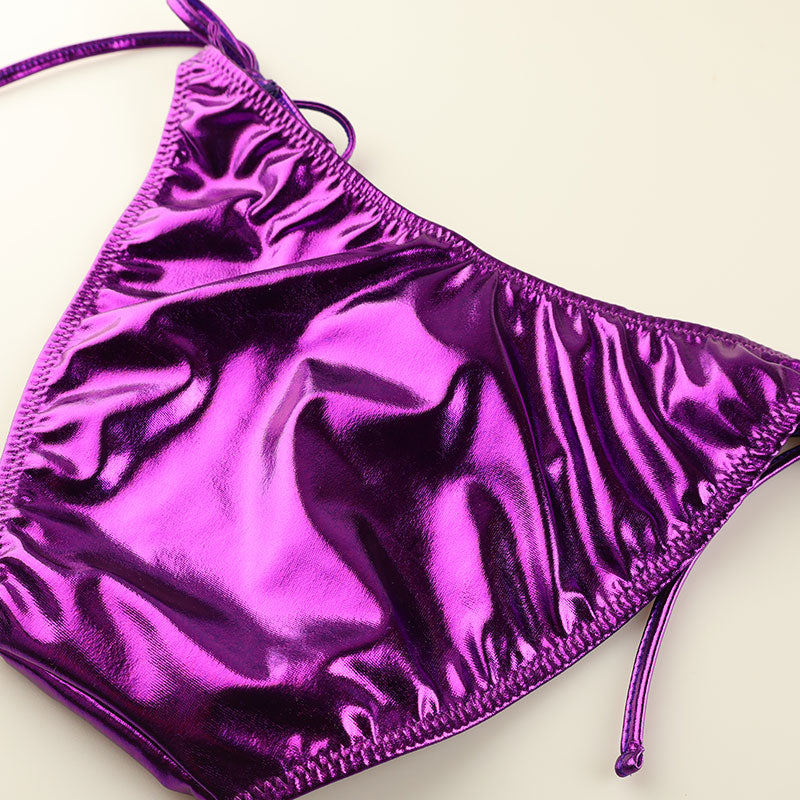 Cherry Love Metallic Fabric Side Ties Side Ribbon Full Back Shorts LS171