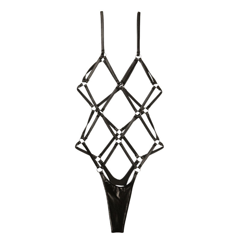 Cherry Love [Fetish] Metallic Tortoiseshell-Style Sexy Playsuit, Perfect for Costumes LS175