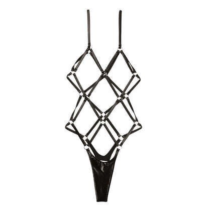 Cherry Love [Fetish] Metallic Tortoiseshell-Style Sexy Playsuit, Perfect for Costumes LS175