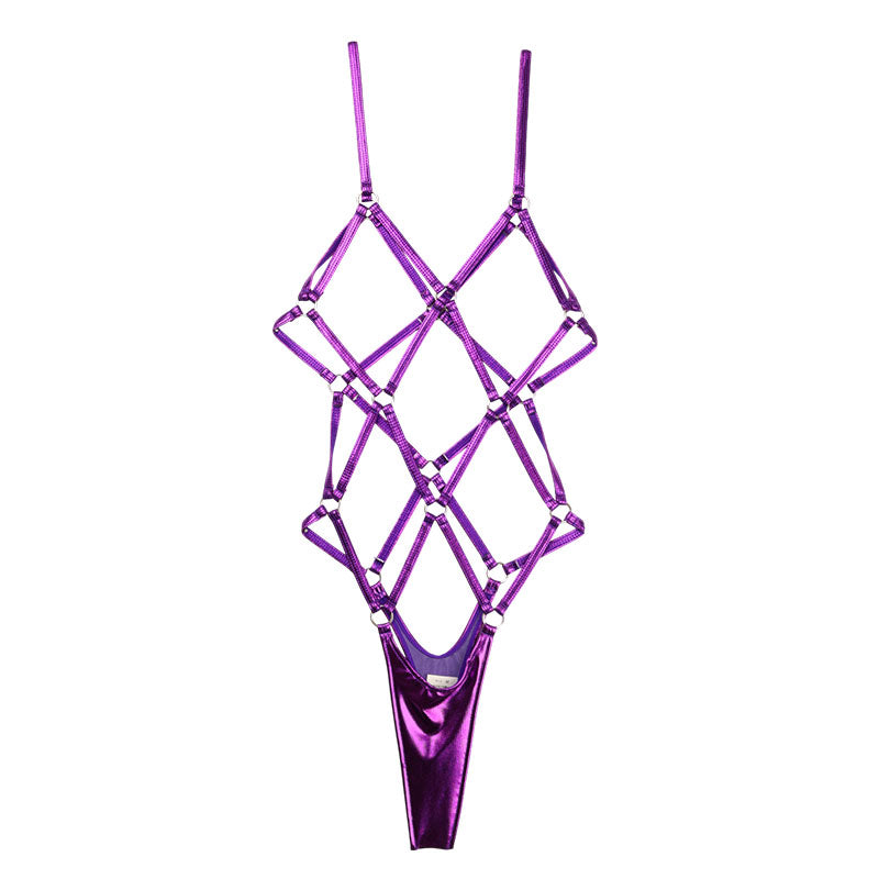 Cherry Love [Fetish] Metallic Tortoiseshell-Style Sexy Playsuit, Perfect for Costumes LS175