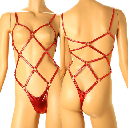 Cherry Love [Fetish] Metallic Tortoiseshell-Style Sexy Playsuit, Perfect for Costumes LS175