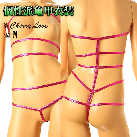 Cherry Love G-String Sexy Costume, Metallic Fabric, LS196