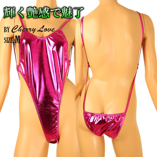 Cherry Love Glossy Metallic &amp; Slippery Stretchy Leotard Costume LS197