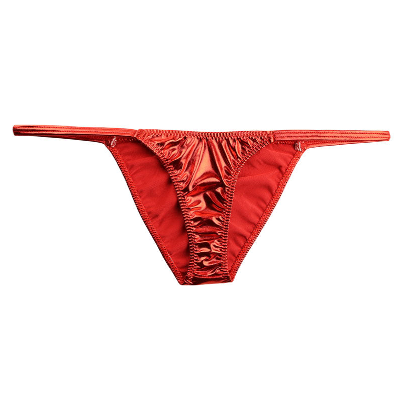 Cherry Love [Glossy] Metallic Fabric Side Strap Half Back Shorts LS199