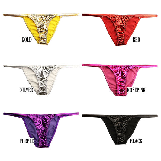 Cherry Love [Glossy] Metallic Fabric Side Strap Half Back Shorts LS199