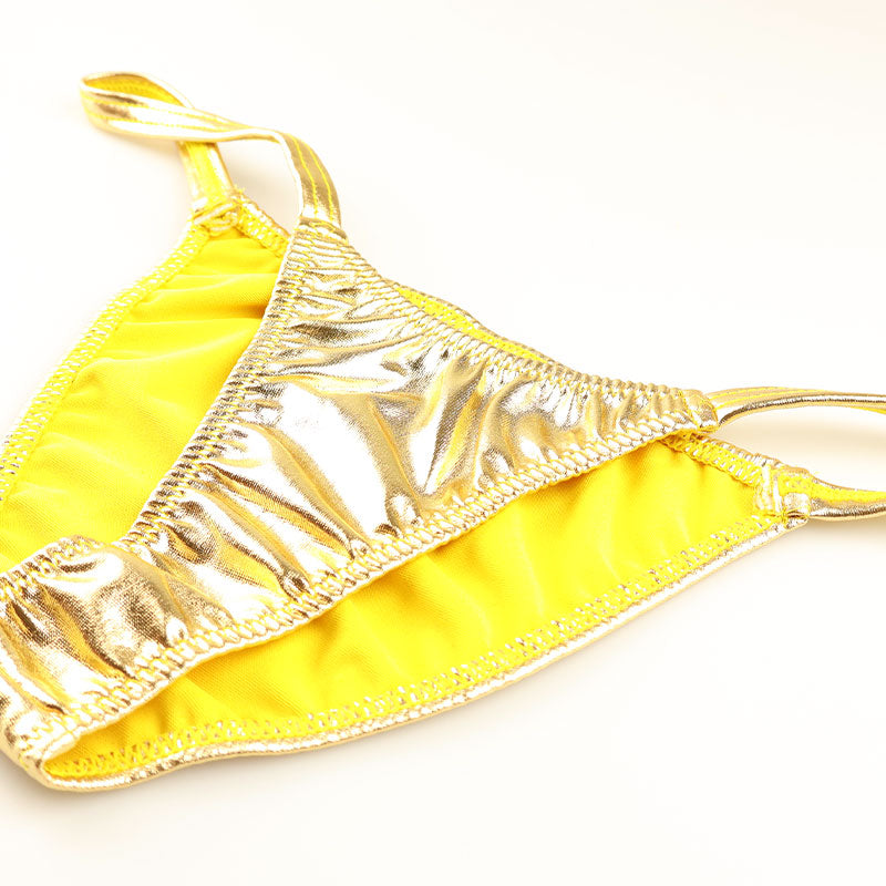 Cherry Love [Glossy] Metallic Fabric Side Strap Half Back Shorts LS199