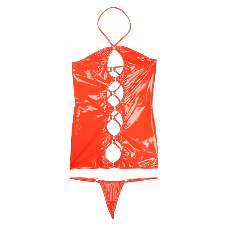 チェリーラブ エナメル光沢 ミニタイプボディコン×マイクロGストリングコスチュームセット LS200