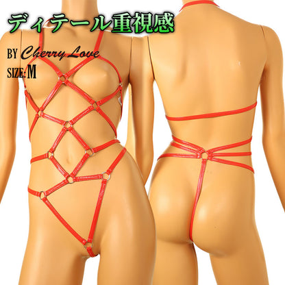 Cherry Love Elegant and Luxurious Enamel Fabric Costume Lingerie with Braided Design LS206