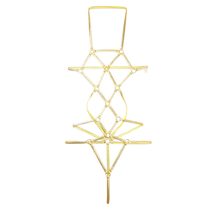 チェリーラブ キラキラメタリックプレイスーツ オープンバスト 格子模様 伸縮フィット LS207