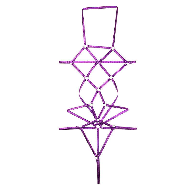 チェリーラブ キラキラメタリックプレイスーツ オープンバスト 格子模様 伸縮フィット LS207