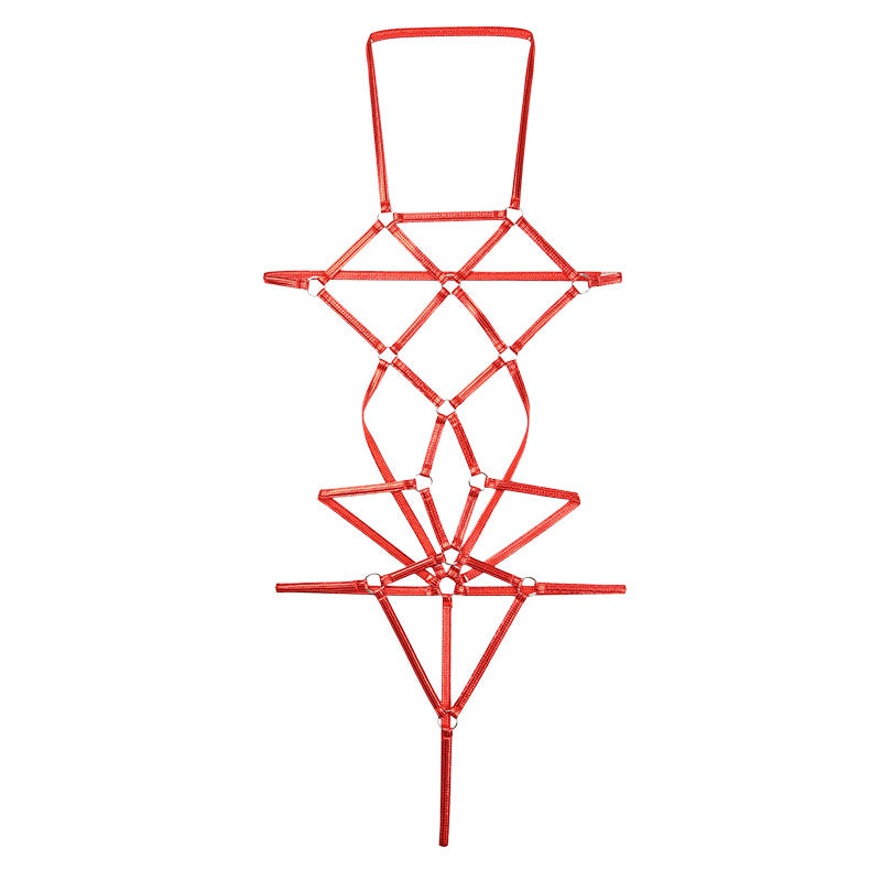 チェリーラブ キラキラメタリックプレイスーツ オープンバスト 格子模様 伸縮フィット LS207