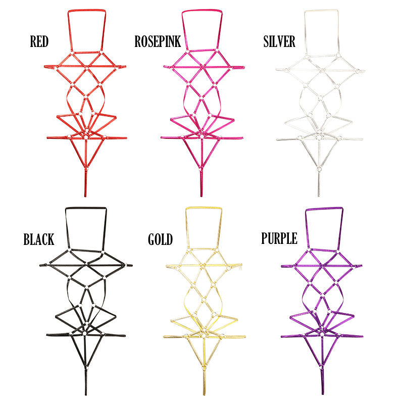 チェリーラブ キラキラメタリックプレイスーツ オープンバスト 格子模様 伸縮フィット LS207