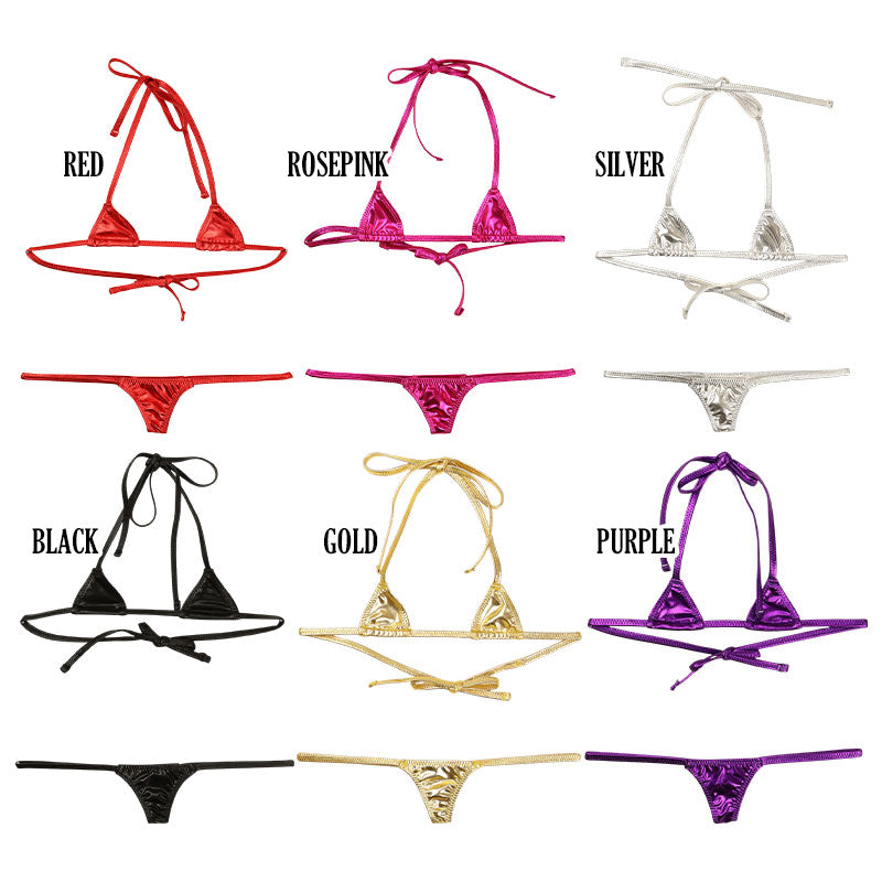Cherry Love Metallic Sparkly Nano Triangle Bra & Panty Set (LS215)