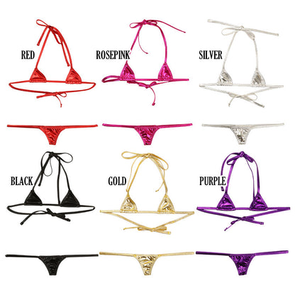 Cherry Love Metallic Sparkly Nano Triangle Bra & Panty Set (LS215)