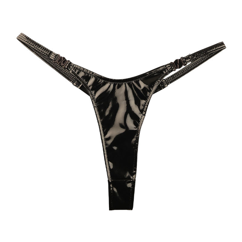 Cherry Love Enamel Glossy High-Leg T-Back Panties, One-Touch, LS216