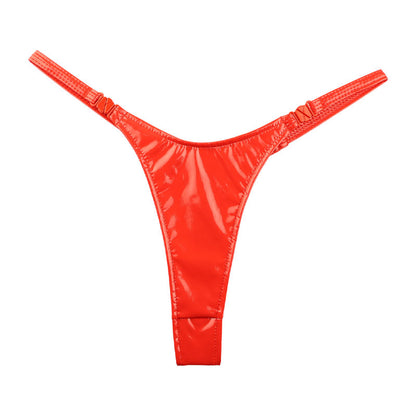 Cherry Love Enamel Glossy High-Leg T-Back Panties, One-Touch, LS216