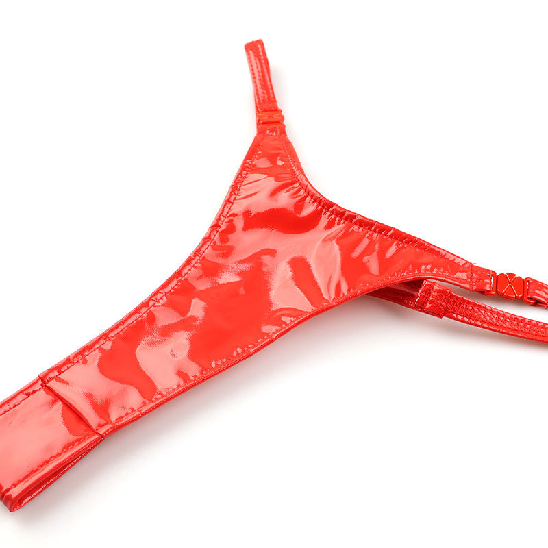 Cherry Love Enamel Glossy High-Leg T-Back Panties, One-Touch, LS216