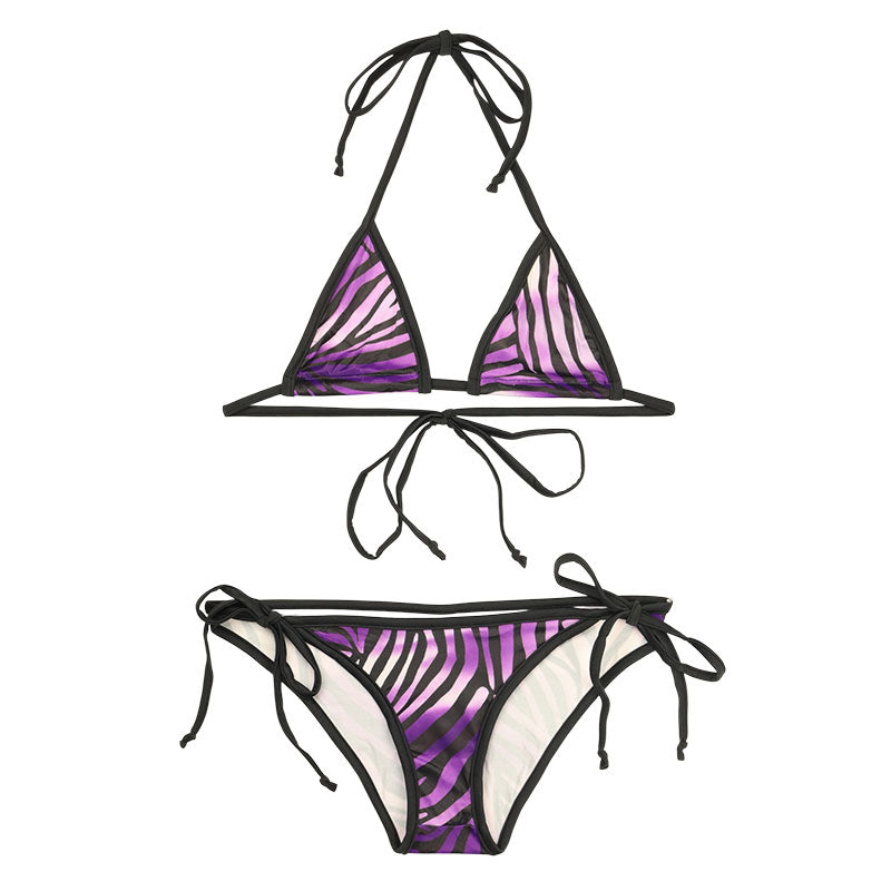 メンズ メンズブラ＆ショーツセット 光沢シルキー素材 ゼブラプリント ヒモ結び MBS002