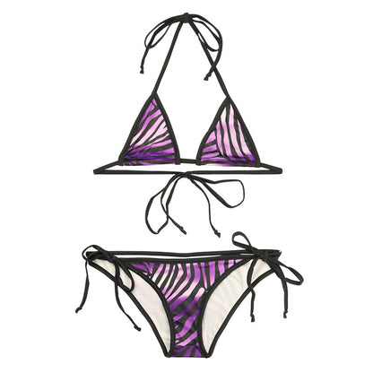 Men's Men's Bra & Panty Set, Shiny Silky Material, Zebra Print, Tie Closure MBS002