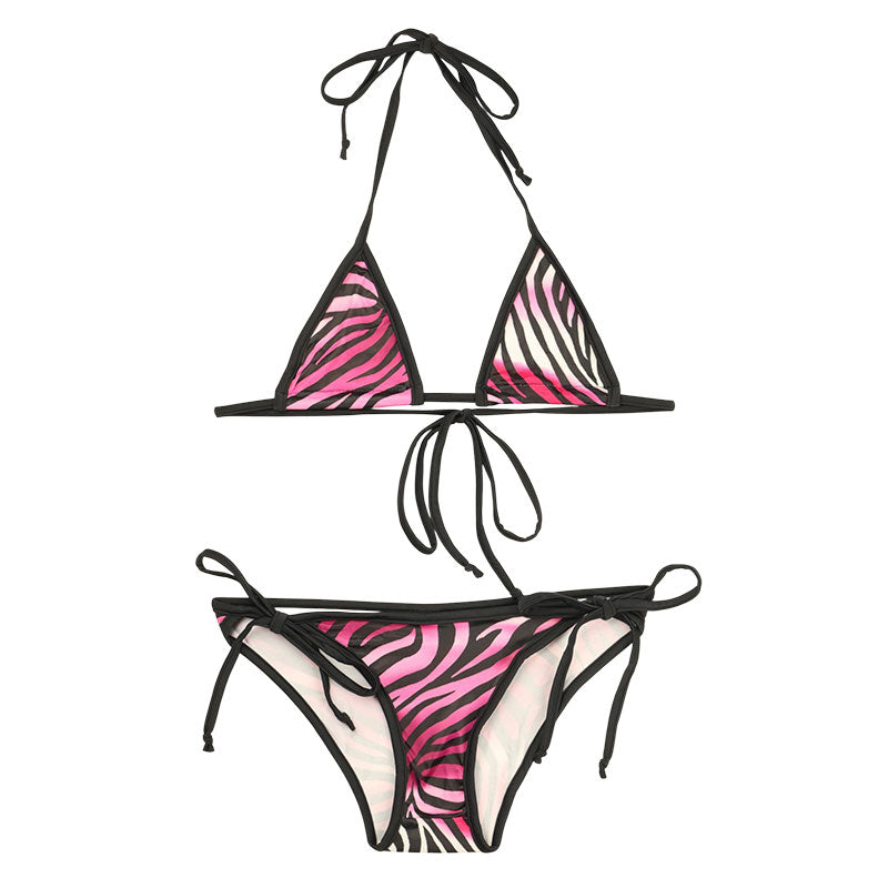 メンズ メンズブラ＆ショーツセット 光沢シルキー素材 ゼブラプリント ヒモ結び MBS002