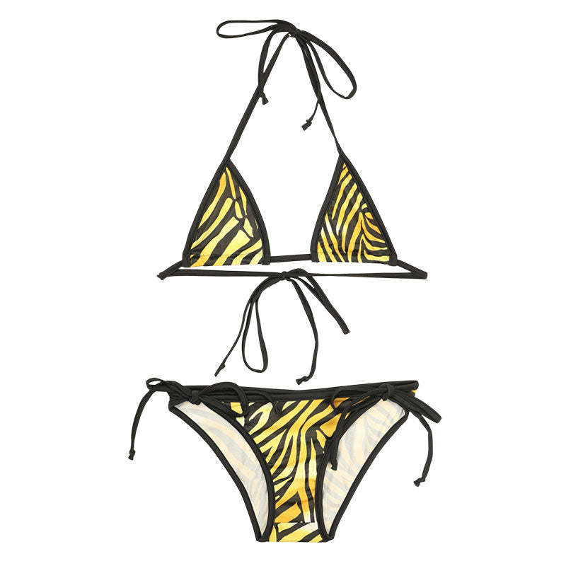 メンズ メンズブラ＆ショーツセット 光沢シルキー素材 ゼブラプリント ヒモ結び MBS002
