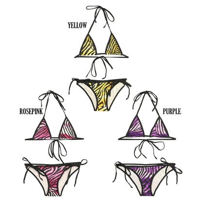 Men's Men's Bra & Panty Set, Shiny Silky Material, Zebra Print, Tie Closure MBS002