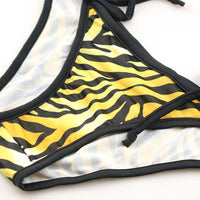 メンズ メンズブラ＆ショーツセット 光沢シルキー素材 ゼブラプリント ヒモ結び MBS002