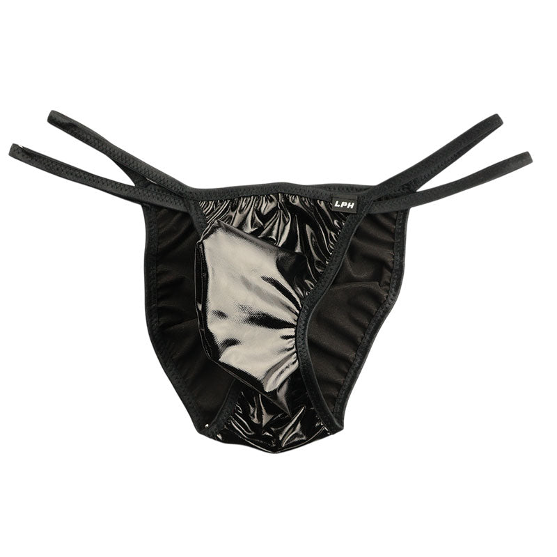 Men's Patent Fabric Glossy 3D Pouch Half Back Bikini MP004