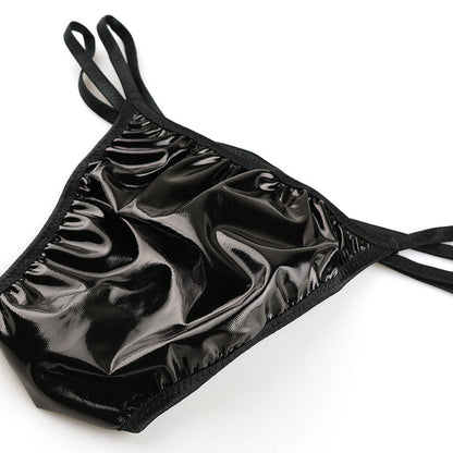 Men's Patent Fabric Glossy 3D Pouch Half Back Bikini MP004