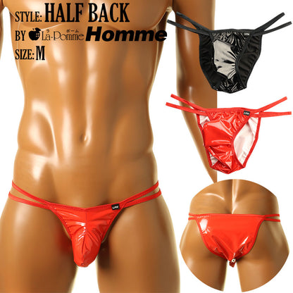 Men's Patent Fabric Glossy 3D Pouch Half Back Bikini MP004