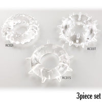 メンズ 3個セット シリコンコックリング 男性用 持続力アップ 血流サポート トゲトゲ＆イボイボ RC3P